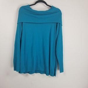 Crown & ivy longsleeve cowl sweater XL teal